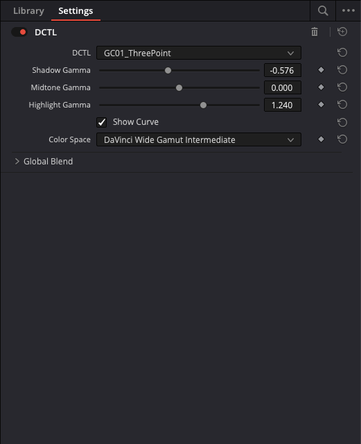 Three Point settings in DaVinci Resolve